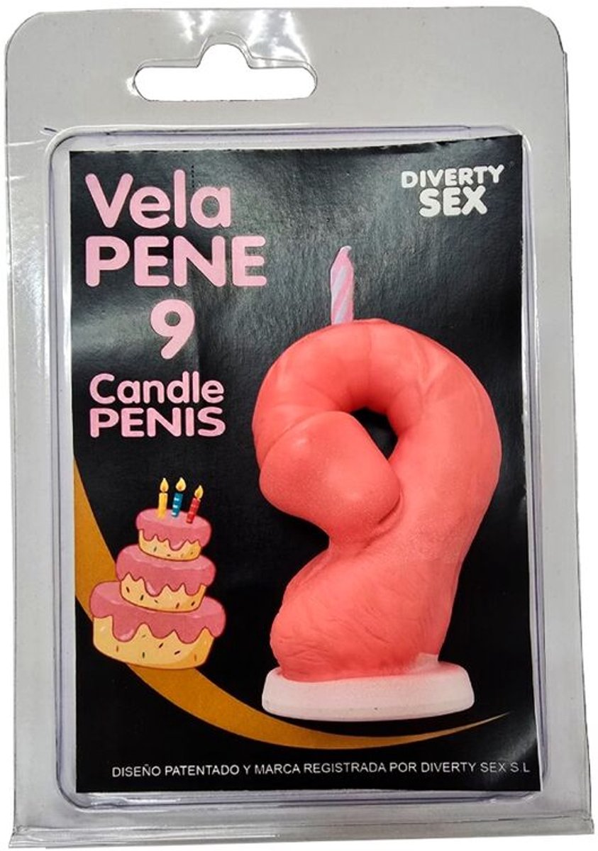 Penis Kaars in de vorm van het getal 9 Roze