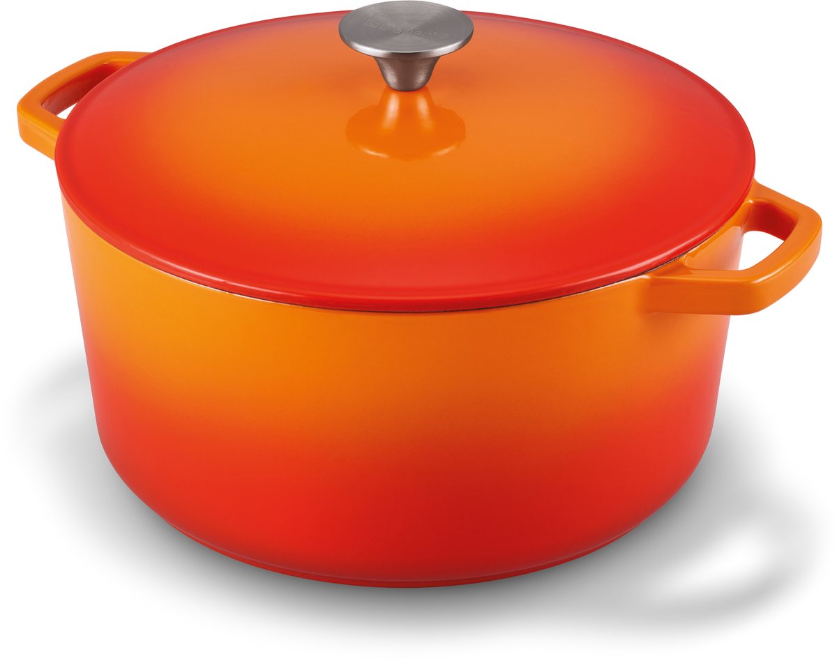 Brabantia Q-time Braadpan - 26 cm - Stoofpot - Gietijzer - PFAS-vrij - 4,5 L - Oranje