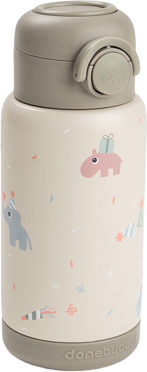 Done By Deer Thermos Drinkfles Rietje - 340 ml - Celebration - Sand
