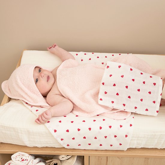 Meyco Baby Sweet Heart washandjes - 3-pack - hydrofiel - red - 20x17cm van Meyco Baby — afbeelding 3