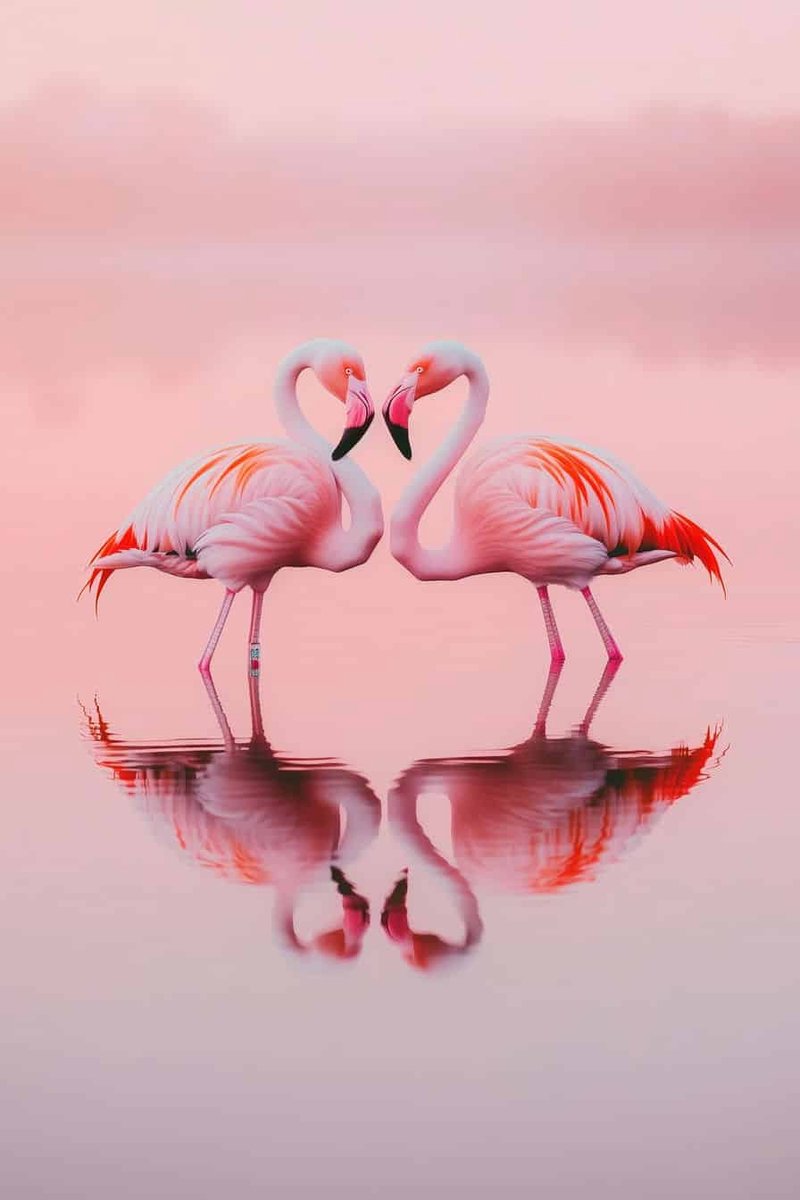 Roze Flamingos Poster - Flamingo - Dieren - Kleurrijk - Kunst - Exotisch - posters - formaat 70x100cm - Wanddecoratie - L4122