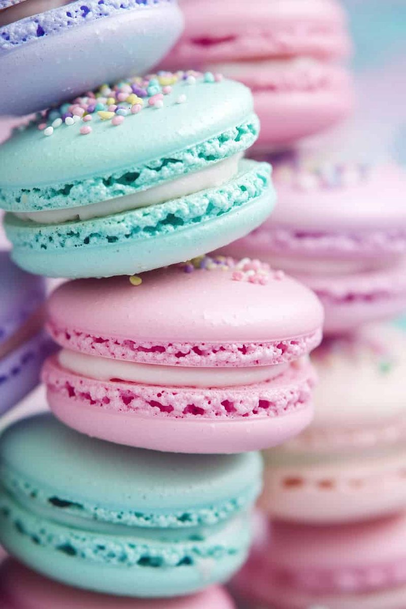 Pastel Poster - Macaron - Zoet - Dessert - Kleurrijk - Elegante - Kunst - posters - formaat 70x100cm - Wanddecoratie - L4074