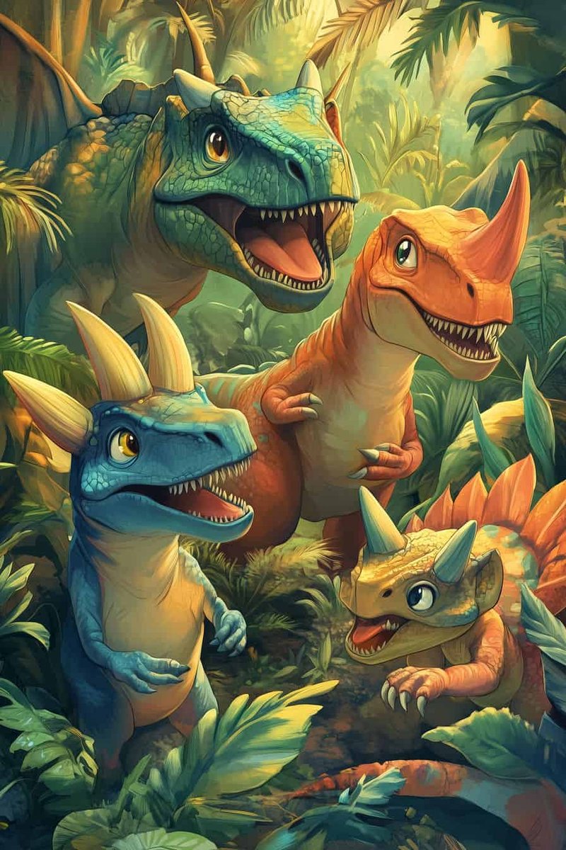 Dinosaurussen Poster - Schattige - Dier - Vrolijk - Speels - Kinderkamer - Kinder - posters - formaat 70x100cm - Wanddecoratie - L4097