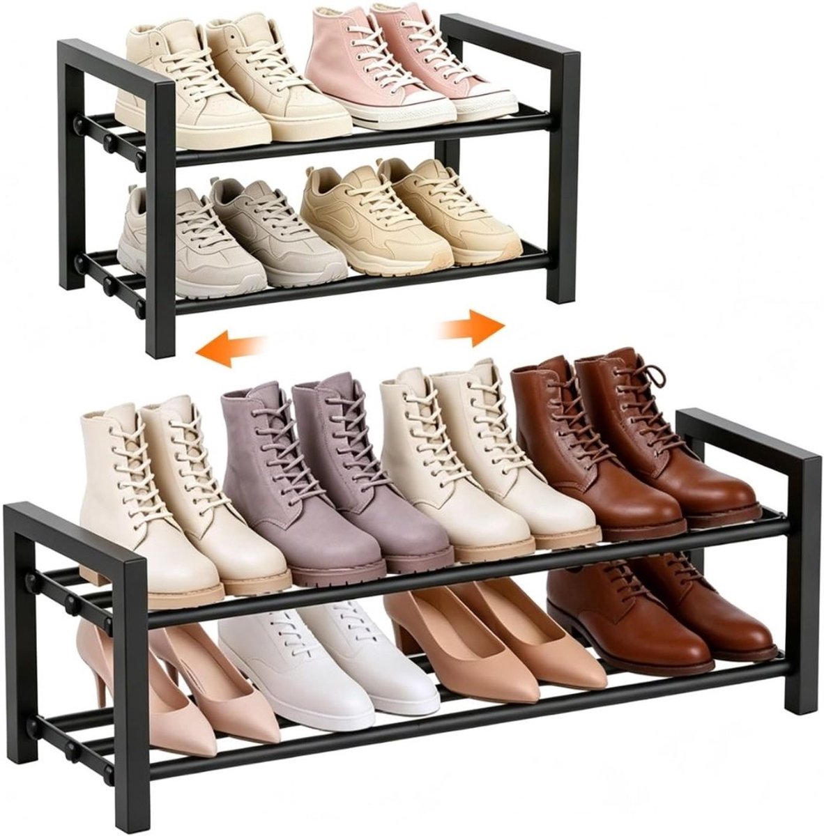 Zolvano® Laarzenrek Voor Buiten - Schoenenrek - 42.6Lx24Wx28.5H- Zwart