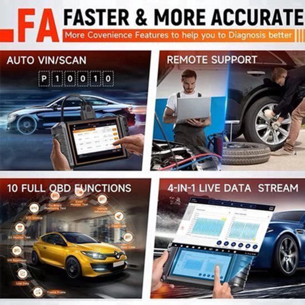 Autodiagnose Scanner – Autodiagnose Apparaat – Diagnose Tool – Foutcode Reader – 5,5 Inch Touchscreen – WiFi Updates