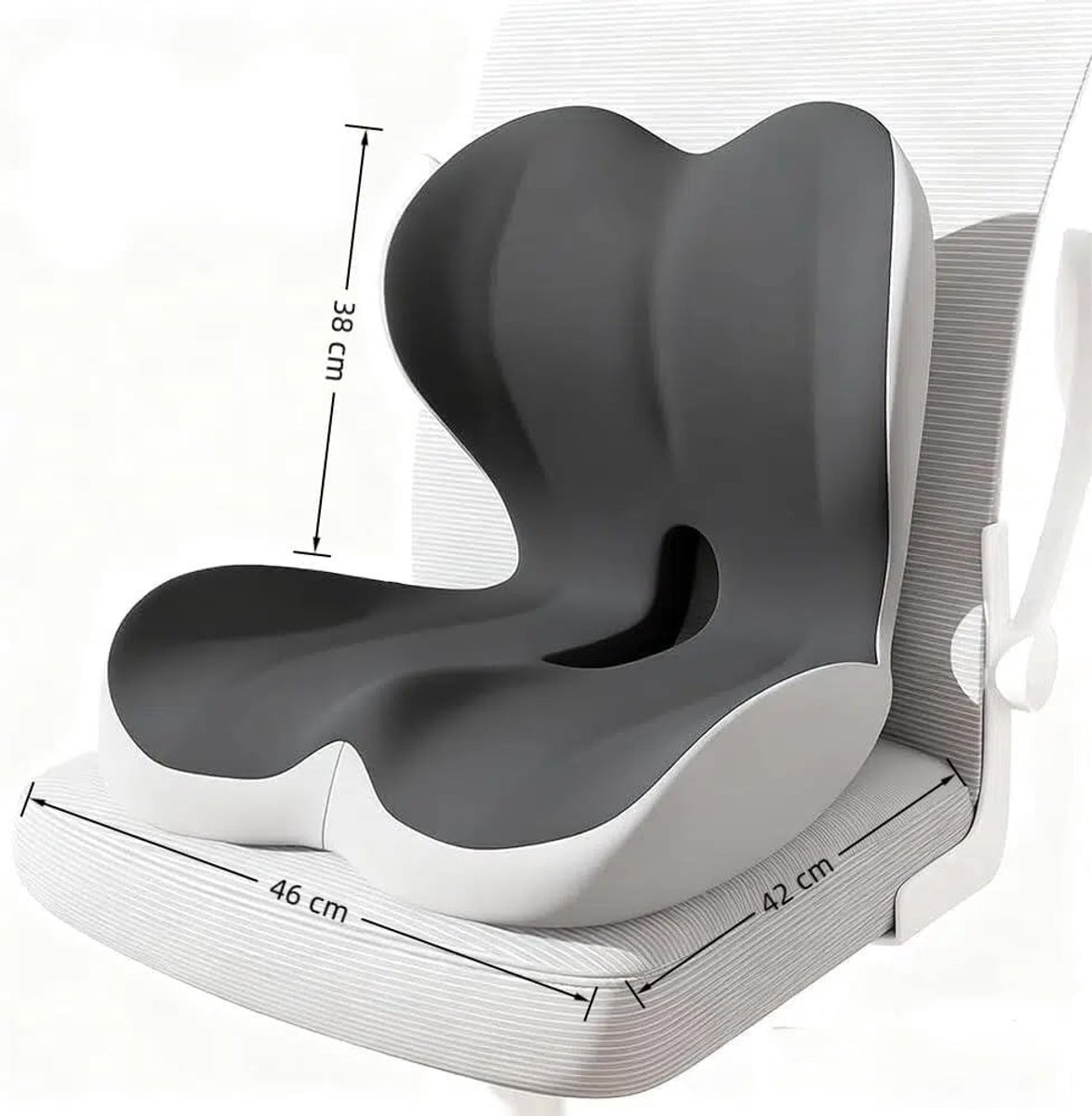 Ergonomisch Zitkussen met Rugleuning en Zijsteun voor Stoelen en Auto, Comfortabel en Ondersteunend Zitkussen voor Langdurig Gebruik