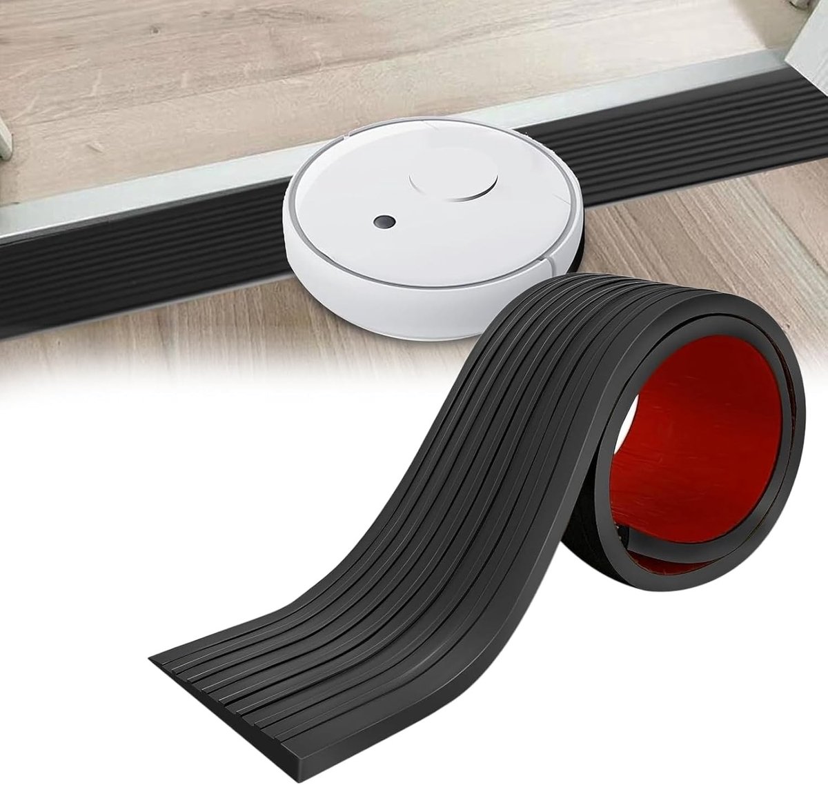 Drempelhelling van 100 x 8 x 2.5 cm, PVC Rolstoelhelling met Antislip Oppervlak, Rubber Ramp voor Rolstoelen, Kinderwagens en Looprekken