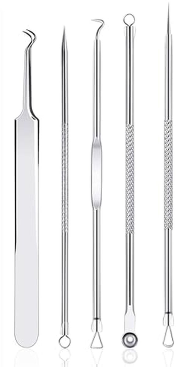 Mee-eter Remover Set - Huidverzorging Tool - Huid Reinigen - Chirurgisch Staal - 4 x 3 x 12 cm - Zilverkleurig