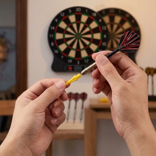 Gele dart tips soft tip set 180 stuks darts accessoires kunststof dart punten vervangbare soft tips voor elektronische dartborden inclusief opbergdoosjes — afbeelding 3