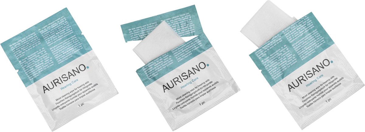 AURISANO Reinigingsdoekjes Gehoorapparaten - 200 Vochtige Doekjes per stuk verpakt - Verwijdert Vuil en Oorsmeer - 100% Biologisch Afbreekbare Vochtige Doekjes - Gecertificeerd voor het Reinigen van Hoortoestellen