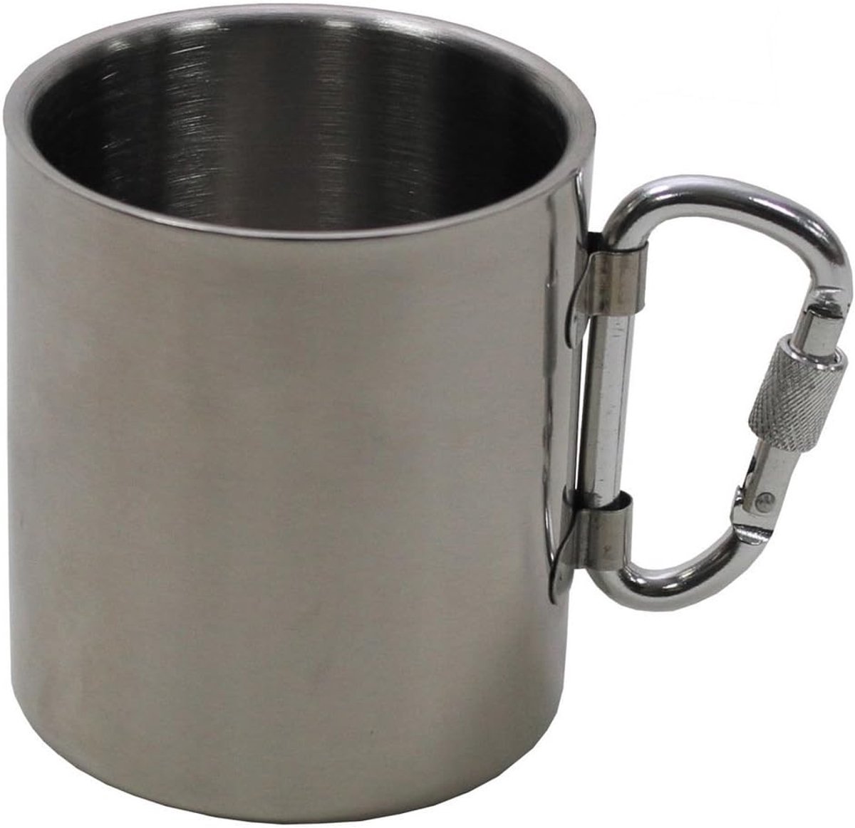 Allecto - Fox Outdoor mok - roestvrij staal - dubbelwandig - 300 ml - karabijnhaak - perfect voor outdoor en kamperen - inklapbare handgreep