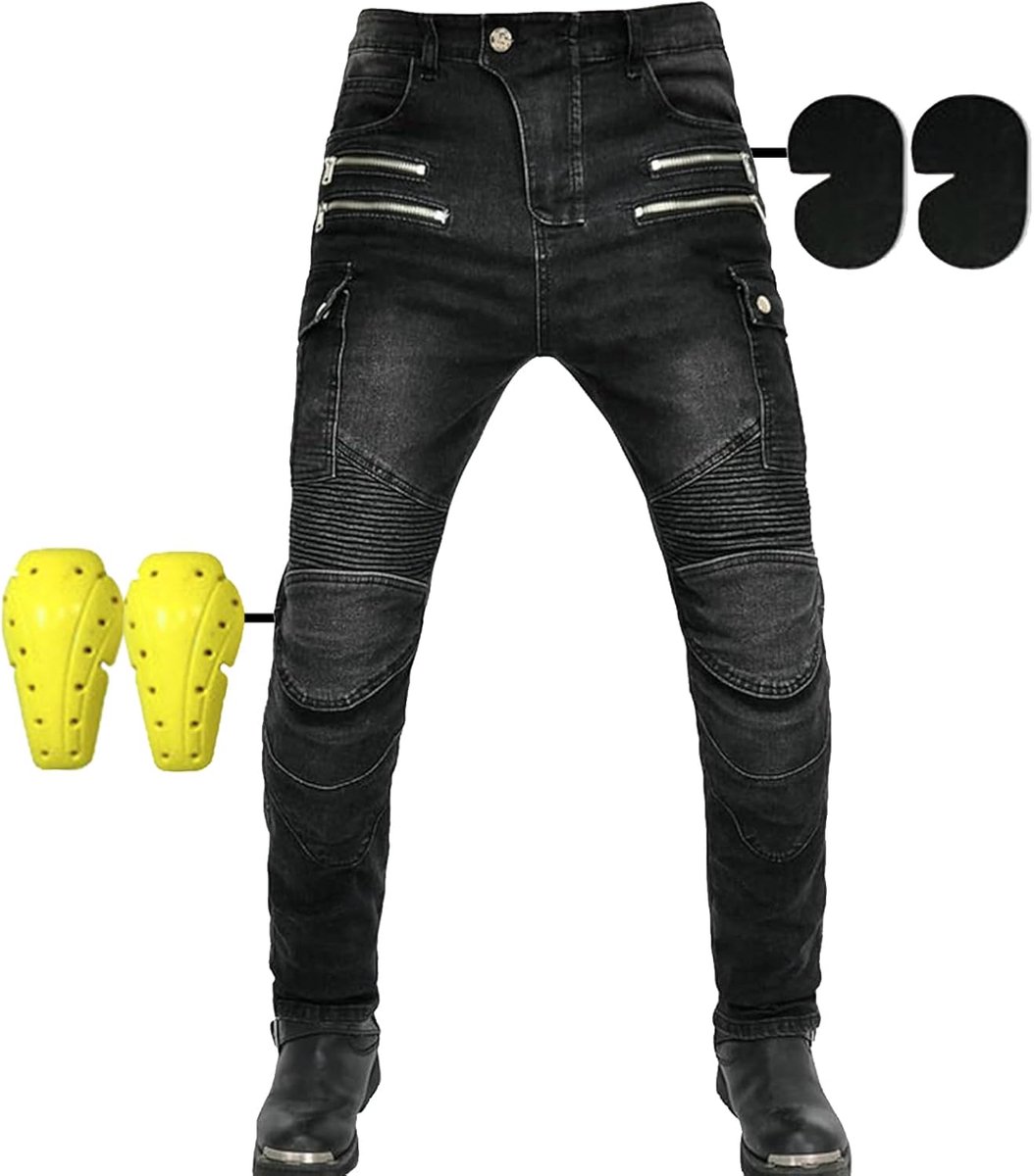 Mannen en Vrouwen Motorbike Jeans, Motorfiets Beschermende Broek Ademend Denim Broek Linned Versterkte Verwijderbare Gewatteerde Gepantserde, paar Modellen