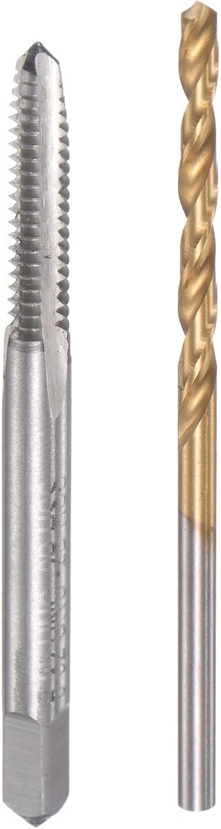 Sourcing map 6-32 UNC Schroefdraadtap, rechte groef, 2,8 mm, spiraalboorset, titanium gecoat, 6542 hogesnelheidsstaal, boren, machines, schroefdraadboor