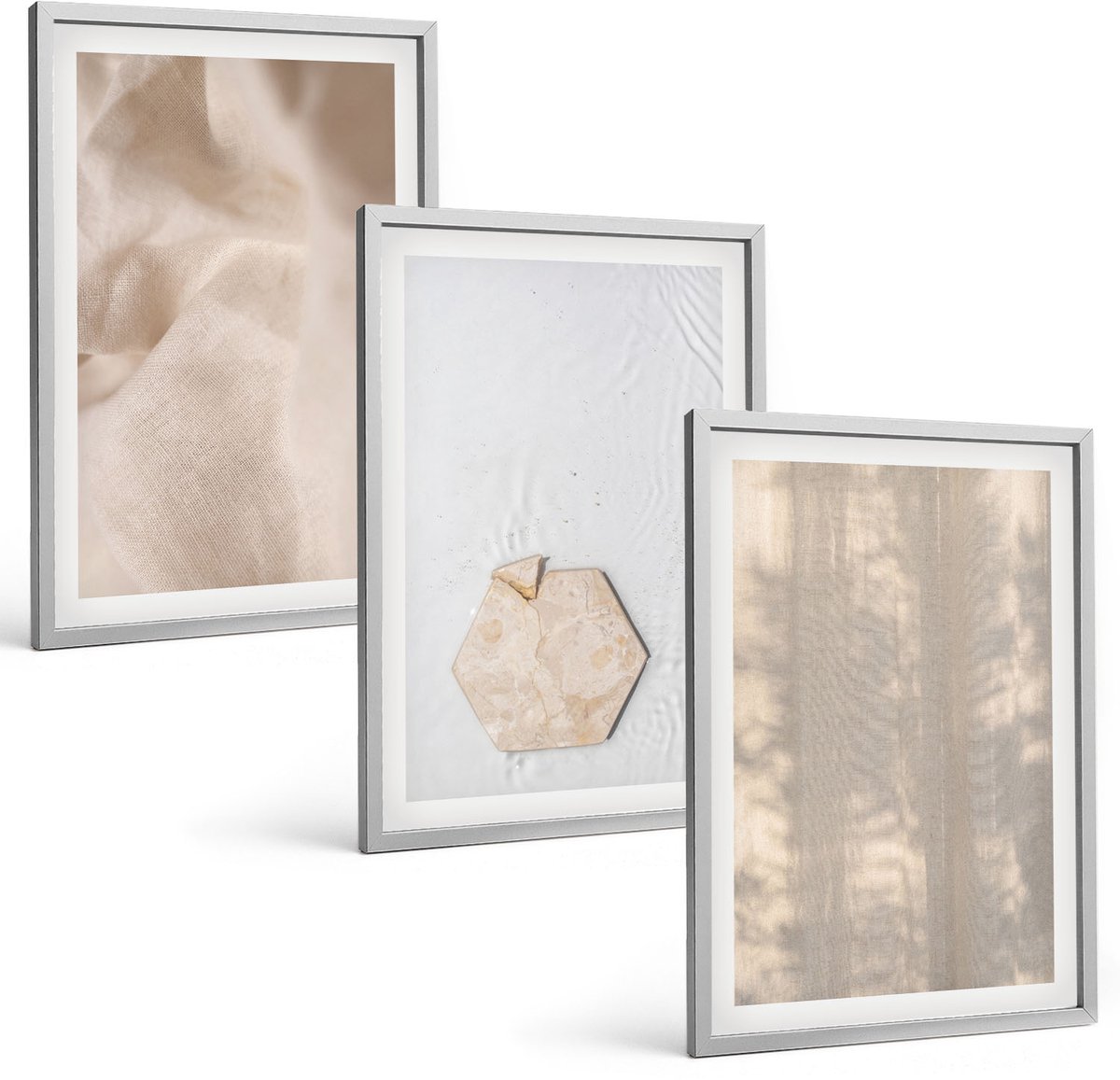 Coloray 3-Delige Schilderij Set - Subtiele Texturen In Een Natuurlijke Boho-Stijl - 40 x 60 cm - Stijlvolle Muurdecoratie - Kantoor - Decoratieve Schilderijen