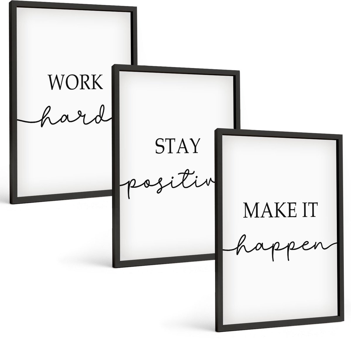 Coloray 3-Delige Schilderij Set - Minimalistische Motiverende En Inspirerende Citaten - 40 x 60 cm - Moderne Wanddecoratie - Slaapkamer - Interieur Decoratie