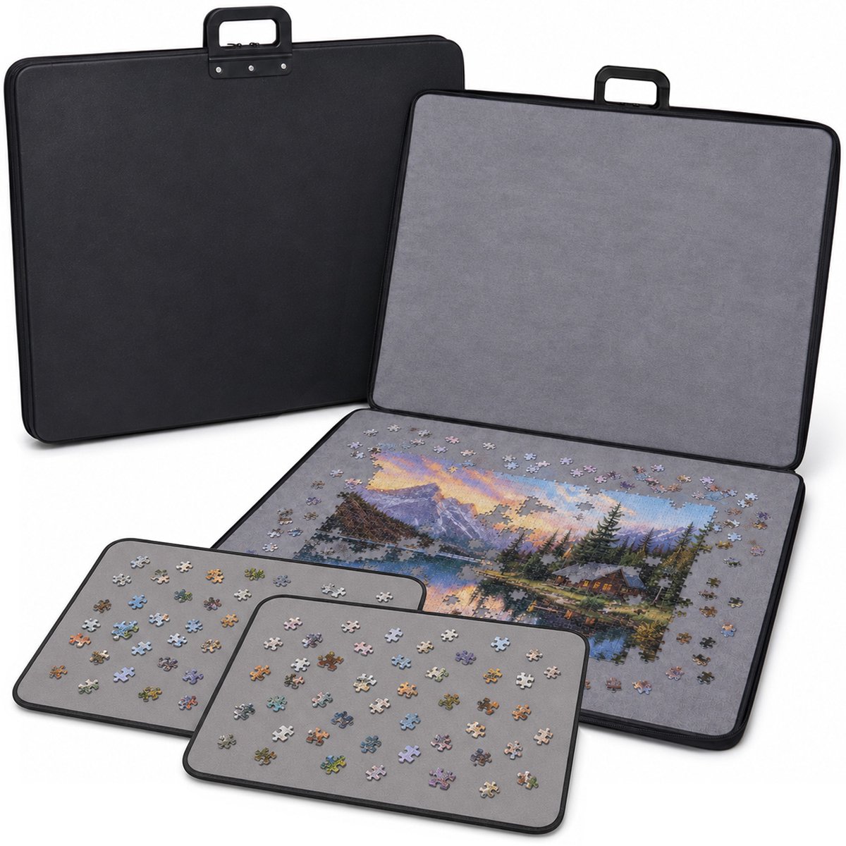 SwayTosh Luxe Puzzelmap – Puzzelkoffer – 2 Sorteerpanelen – Puzzelmap 1000 Stukjes – Puzzelmat – Puzzeltafel – Puzzelplaat – Portapuzzle – Puzzelbord – Puzzel Mat – Puzzel Map – Puzzel Koffer – Puzzel Opbergsysteem – Puzzelmat 1000 Stukjes
