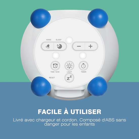 Kinderwekker Slaaptrainer - Digitale wekker - Kind routine - Wake-up light - Klein formaat - Blauw — afbeelding 3