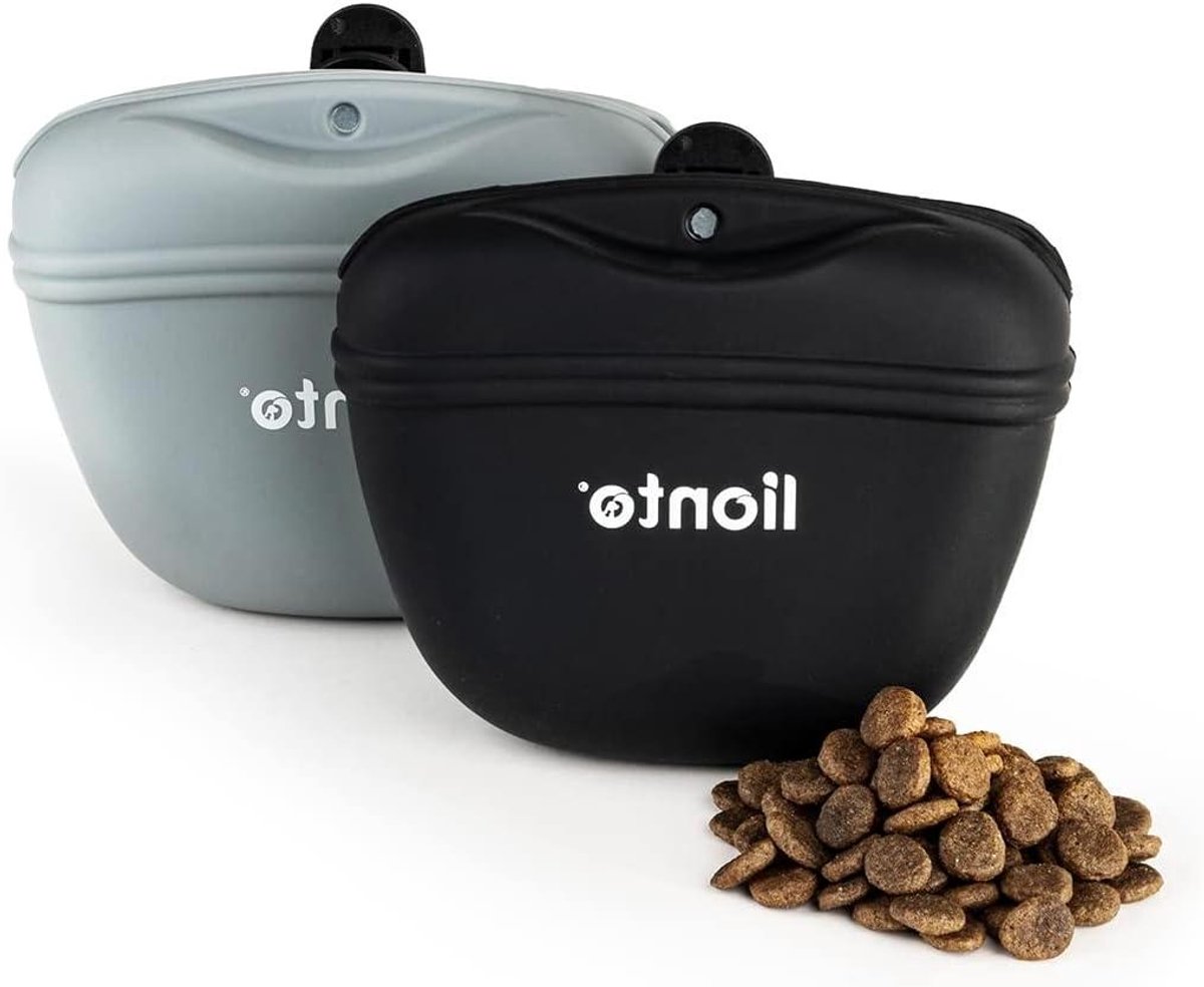 Honden Voer Tas - Snack Pouch - Hondentraining Belonen - Magnetische Sluiting - 13x5x11cm - Zwart Grijs