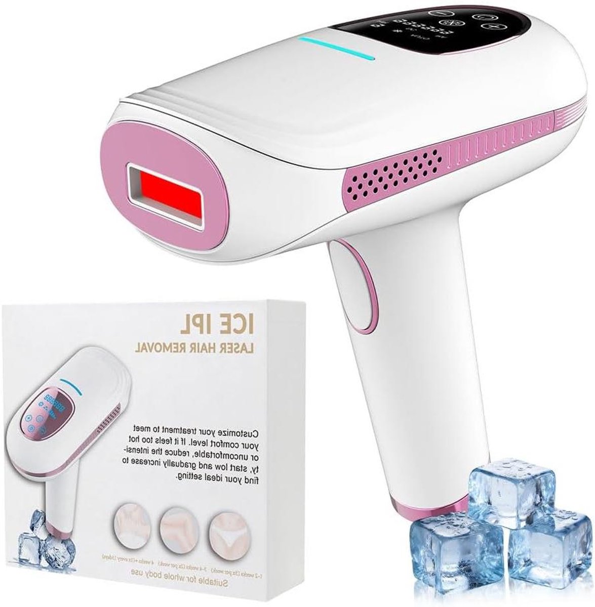 IPL Ontharingsapparaat - Laserontharing Thuis - Permanente Ontharing - IJskoeling & 9 Niveaus - 999.000 Pulsen - Wit