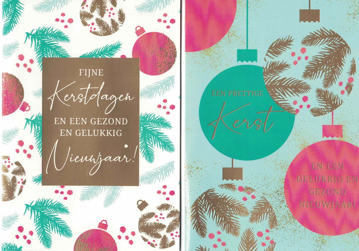 Wenskaarten - kerstkaart - set van 8 - 8 luxe kerstkaarten - 2 x 4 luxe kerstkaarten met envelop