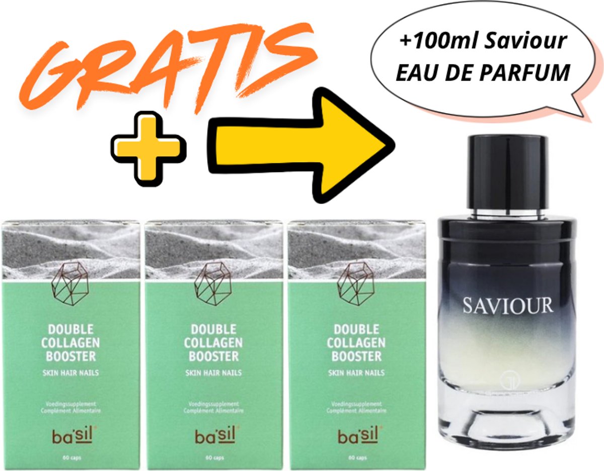 BA'SIL NIEUW DOUBLE COLLAGEN BOOSTER 3 maanden kuur + Gratis 100ml Eau De Parfum Saviour