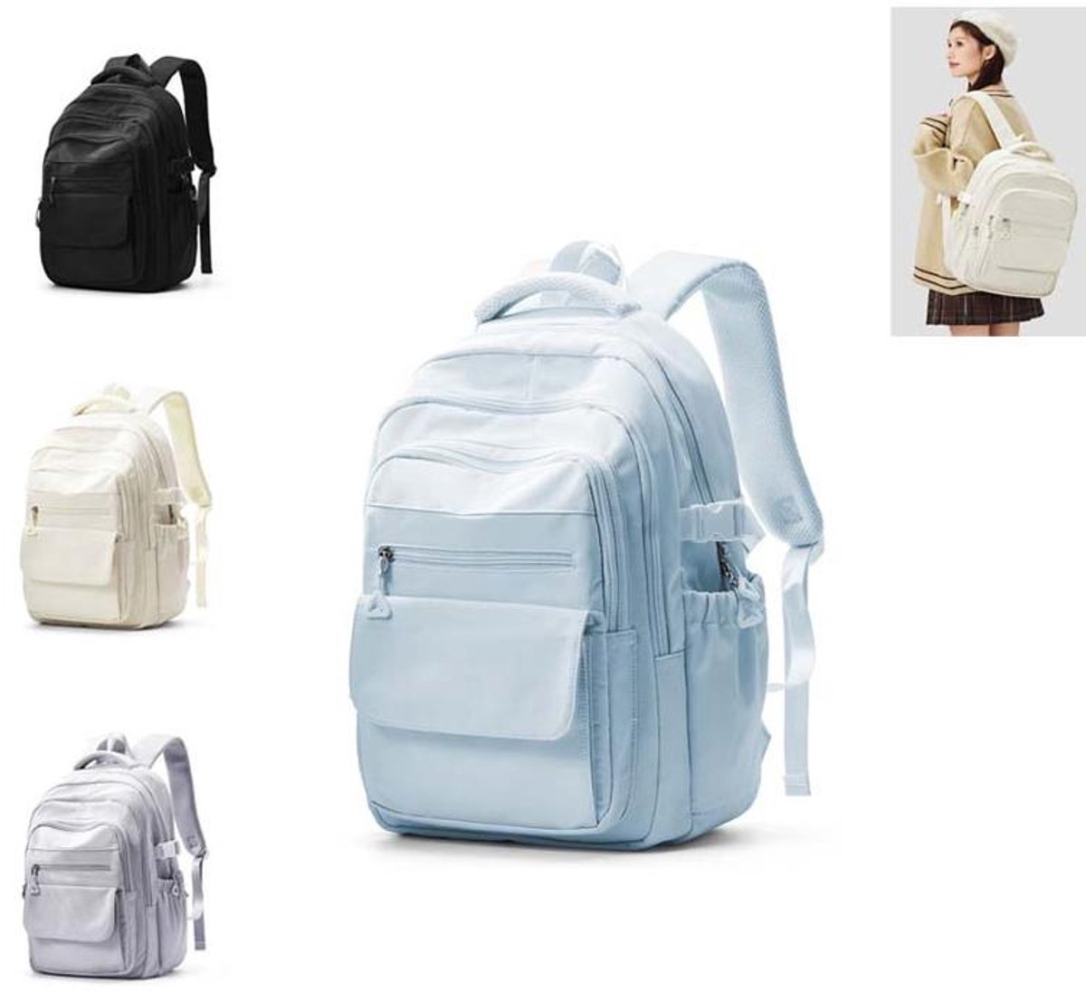 KZQ Schoolrugzak meisjes - Ruime waterdichte tas met stijlvol design, lichtgewicht - Voor school, reizen en dagelijks gebruik