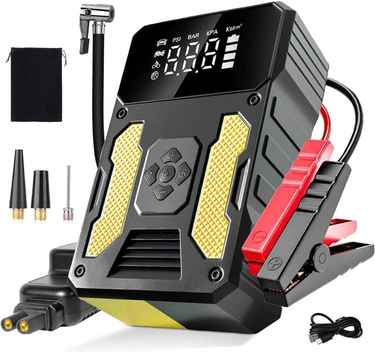 DailySupplies® Jumpstarter met Compressor - Startkabels - Starthulp voor Auto - Accubooster - 12.000 mAh met een batterij van 6.000 A