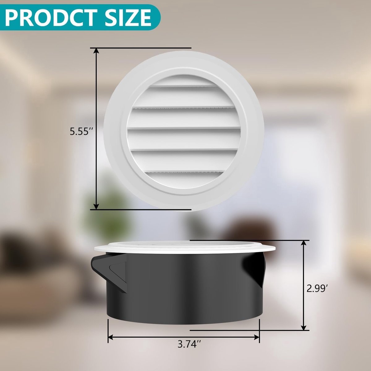 2 Stuks Ventilatierooster - Ventilatieventiel - Badkamer Rooster - Rond Luchtrooster - Schoepenrooster ø 100 Aansluitdiameter - incl. Gaas - Wit-13.8*6.5cm