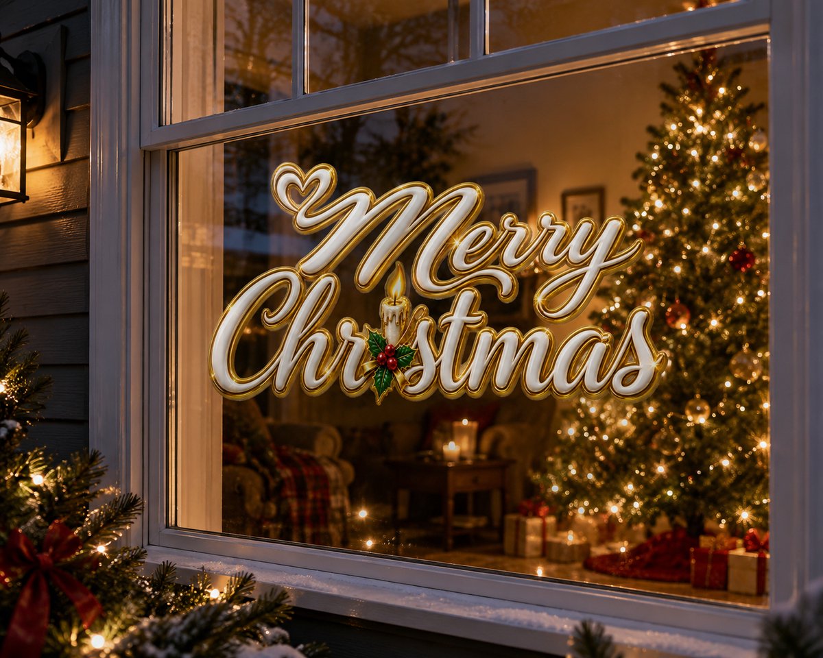 Merry Christmas Goud Sticker – 65 x 20 cm
