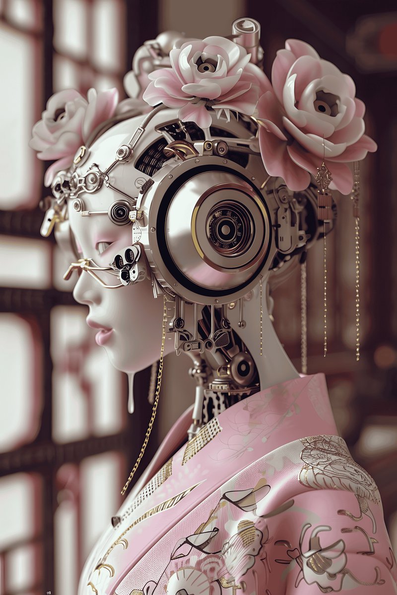 Geisha Poster - Robot - Technologie - Portret - Innovatieve - Futuristische - Japanse - posters - formaat 70x100cm - Wanddecoratie - L2818MT