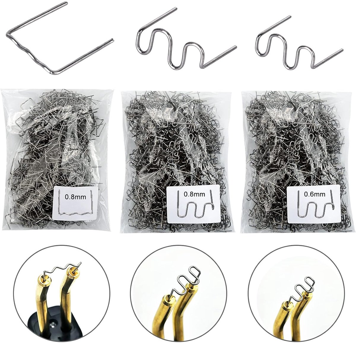 Hete nietjes voor kunststoflassen - 1500 stuks - 0,8 mm en 0,6 mm - roestvrij staal - voor autoreparatie en kunststofreparatie