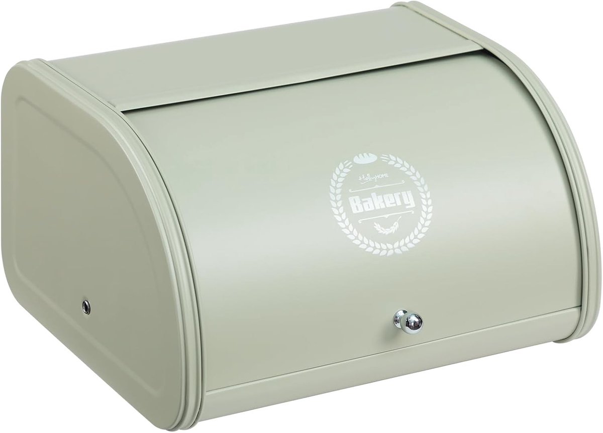 Broodtrommel van RVS voor de keuken - Stijlvolle broodopslag met roll-up deksel, groene kleur, ideaal voor vers brood en ruimtebesparing