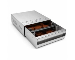 Adore Maison Barista Uitkloplade – Knockbox Uitschuifbaar – 5 Liter Inhoud – 35x25x10 cm – Geluidsdempend – Anti-slip – Zilver