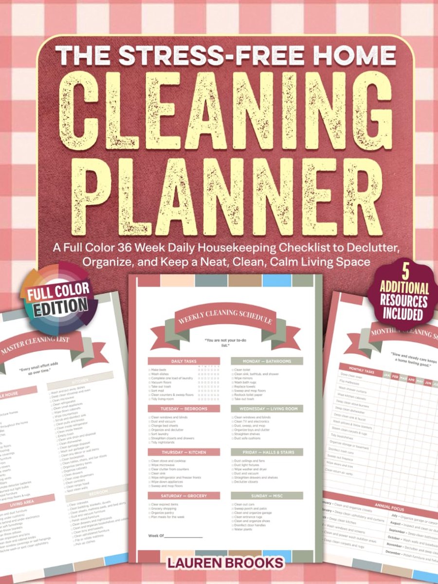 The Stress-Free Home Cleaning Planner: A Full Color 36 Week Daily Housekeeping Checklist to Declutter, Organize, and - ShopVlot