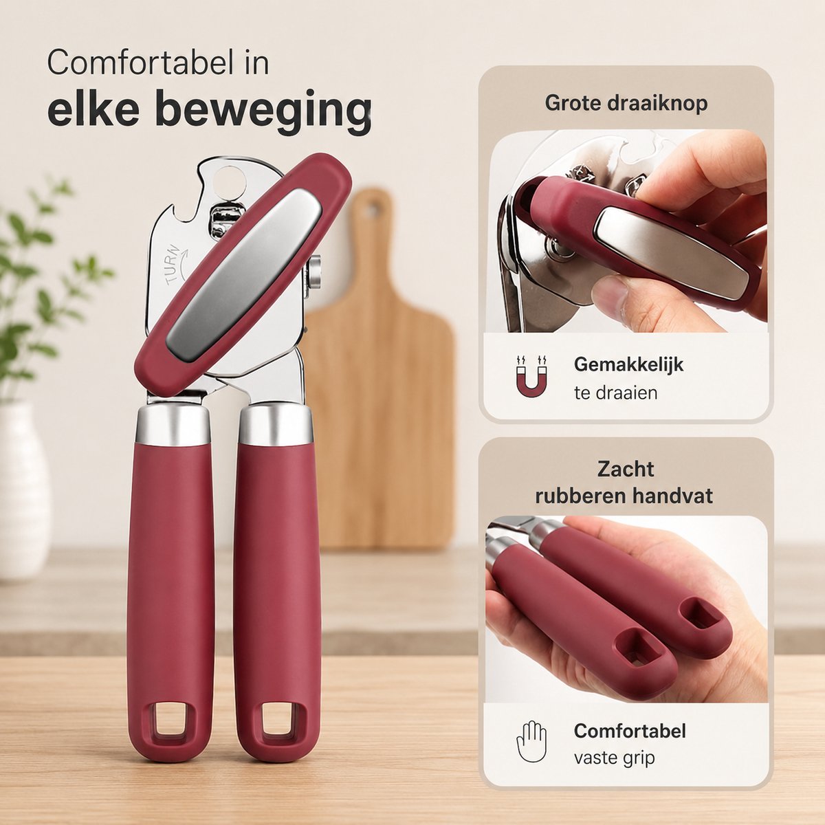 BOTC Blikopener - Met krachtige magneet - Veilig - Opent zonder scherpe randen - RVS - Silicone - Rood — cadeau in Cadeau-ideeën - foto 6