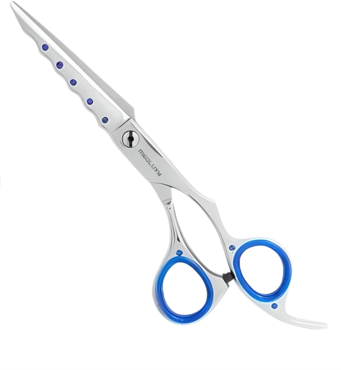 MEDLUXY - Precisie Trimschaar voor Modelleren & Afwerken - Zachte en Dunne Vacht - Rechtshandig - rechte schaarbladen - 6 inch / 15 cm - Blauw