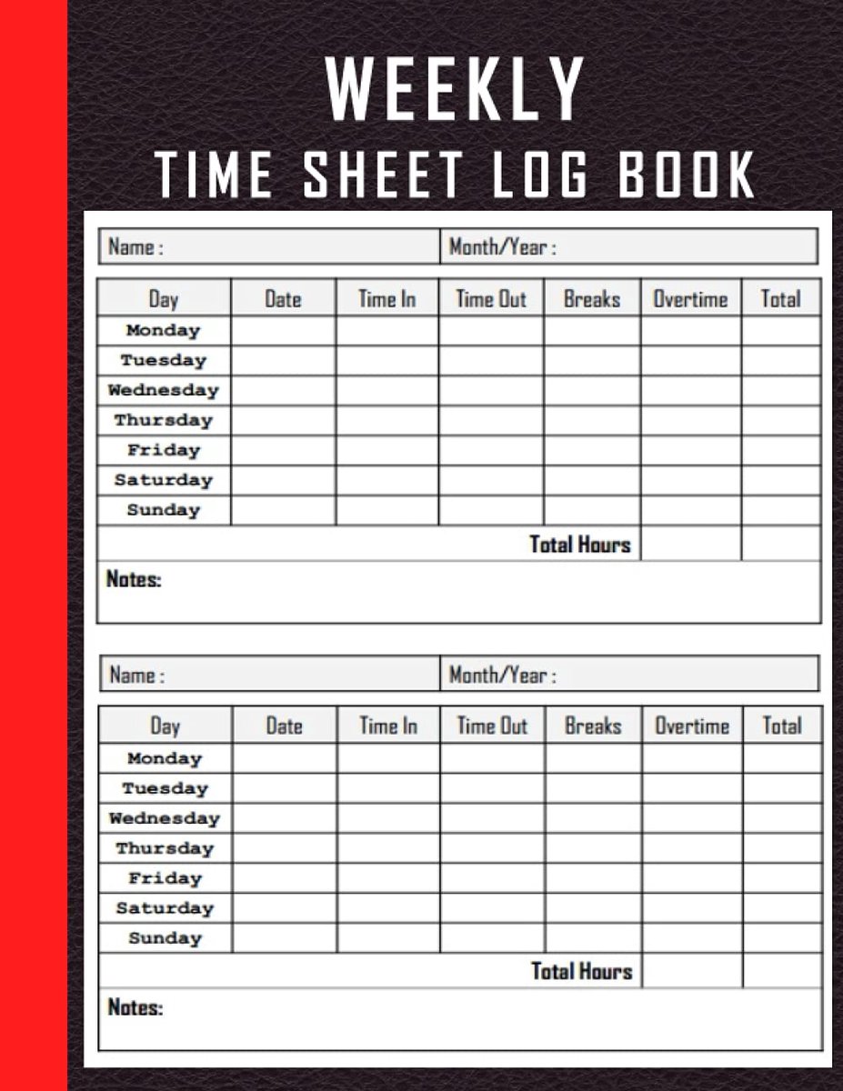 WEEKLY TIME SHEET LOG BOOK: work hours logbook, employee time sheet log book, workers time log book, time book for - ShopVlot