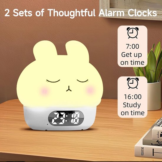 Digitale Wekker Licht - Nachtlamp Kinderen - Kamer Decoratie - Aanraaksensor Bediening - 9 Kleuren - Wit — afbeelding 3