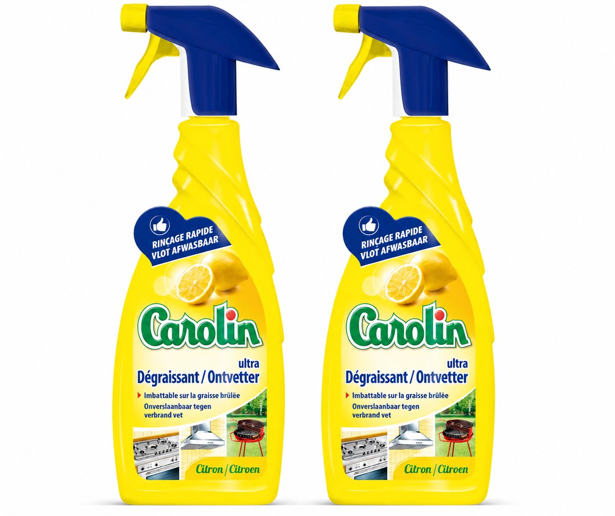 Carolin - Keukenreiniger - Spray Ultra Ontvetter Citroen - 650 ml - Voordeelverpakking - 2 stuks