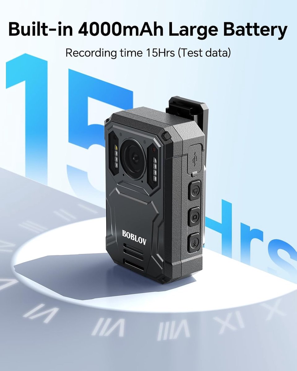 BOBLOV KJ23PRO 2K bodycamera, geïntegreerde 128 GB bodycams met nachtzicht, 4000 mAh batterij voor 15 uur continue - ShopVlot