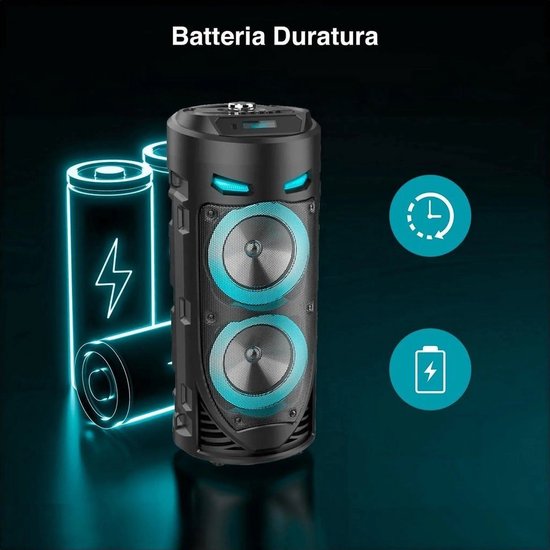 Bluetooth speaker - Draagbare Bluetooth Karaoke Speaker - Draagbare bluetooth speaker - - Met LED Lichtshow & Eco Modus — afbeelding 3