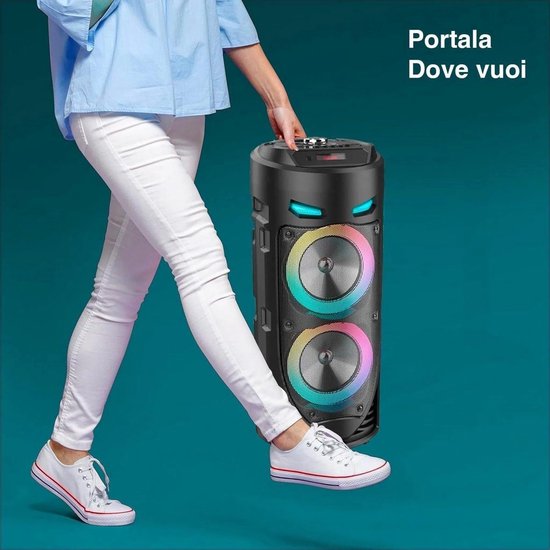 Bluetooth speaker - Draagbare Bluetooth Karaoke Speaker - Draagbare bluetooth speaker - - Met LED Lichtshow & Eco Modus — afbeelding 5