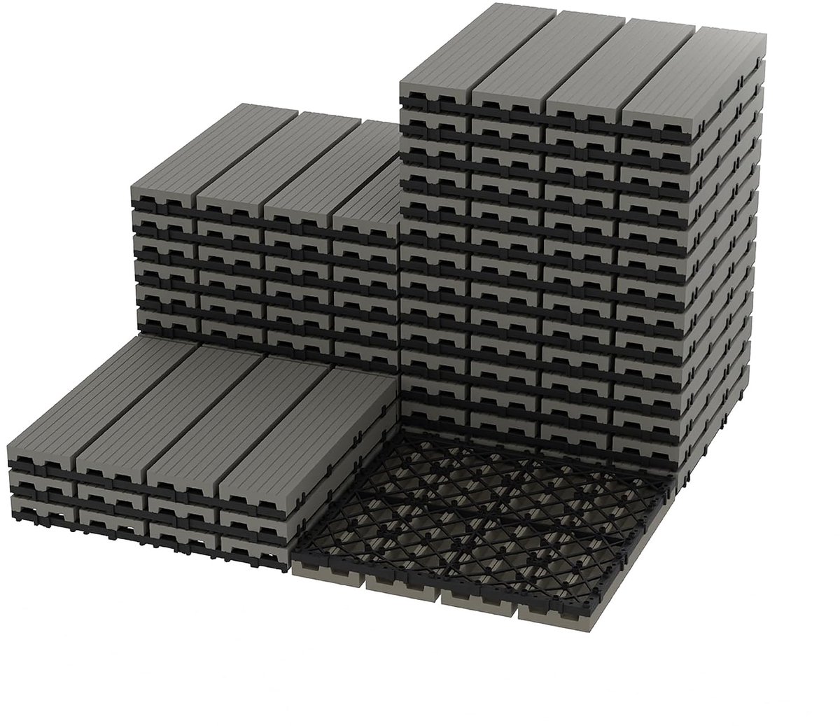 27 Stuks Kliktegels voor Balkon & Terras - Kunststof Vlonders 30x30 cm - Anti-Slip & Waterdoorlatend - Onderhoudsvrij - Voor Buiten & Zwembad - Donkergrijs