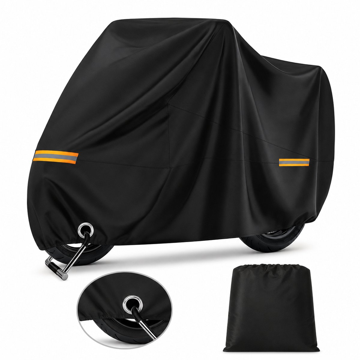 VHV-Motorhoes - Waterdicht - Universeel - L(220*95*110CM)Voor buiten - Met slotgat - Zware kwaliteit - UV-bestendig - Regenhoes motor - Oxford stof - Zwart