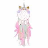 Eenhoorn Dromenvanger – Unicorn Dreamcatcher – Roze Wanddecoratie Meisjeskamer – 80 cm