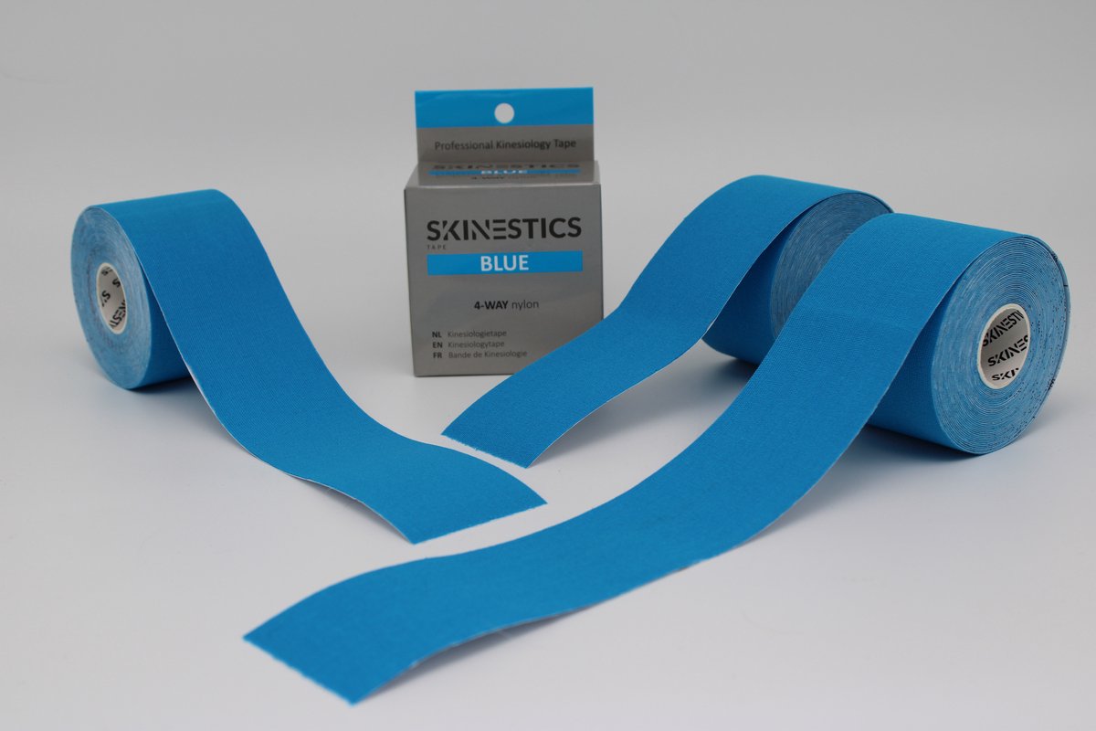 Triple pack Skinestics Sport tape – Fysio tape – Kleur blauw 4-way – nu 20% langer, 600 cm lang bij 5 cm breed, 170% rekbaar gelijk aan menselijke huid, standaard voorzien van extra sterke lijm, katoen, voor het hele lichaam