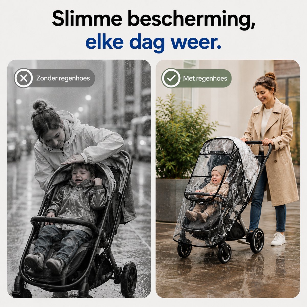 BOTC Regenhoes Kinderwagen - BPA vrij - Universele Regenhoes Kinderwagen met Kijkvenster - EVA Regenhoes voor reiswieg – foto 4