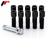 Conische wielbouten 38mm - Zwart - M14x1.25 / M14x1,25 - Set van 10 bouten + sleutel - Ster/Inbus