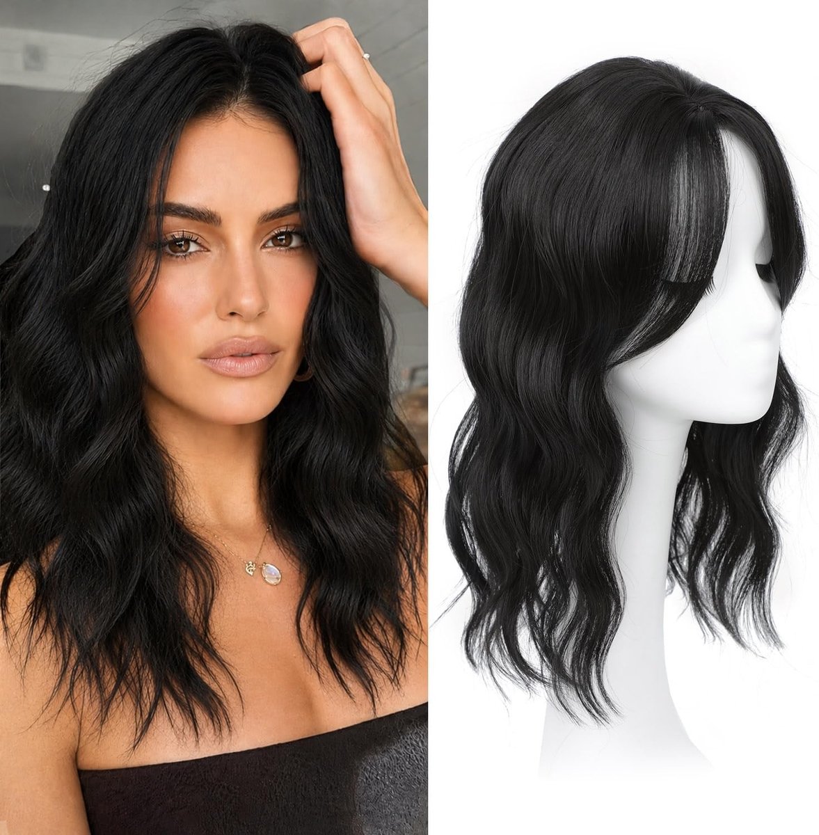 Natuurlijke Haar Topper 16" voor Dunner Wordend Haar, Volumineuze Look en Eenvoudige Styling