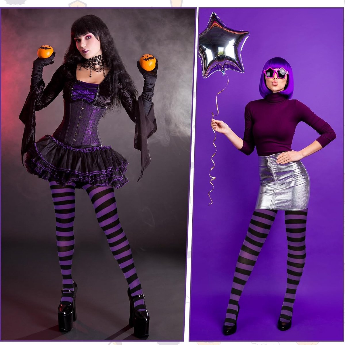 Kerstgestreepte Panty voor Dames - Feestelijke Kousen voor Halloween en Kerstmis - Volledige Voet Strijkers voor Kostuums en Feestjes